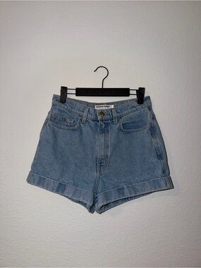 American Apparel Light Wash Denim Roll-Cuff Women's Shorts